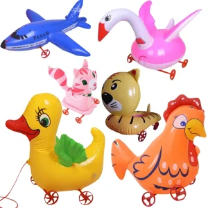 Inflatable Animal Car Toy for Children Gifts Party Decorations Creative Inflated Animal With Wheels Balloon Toys