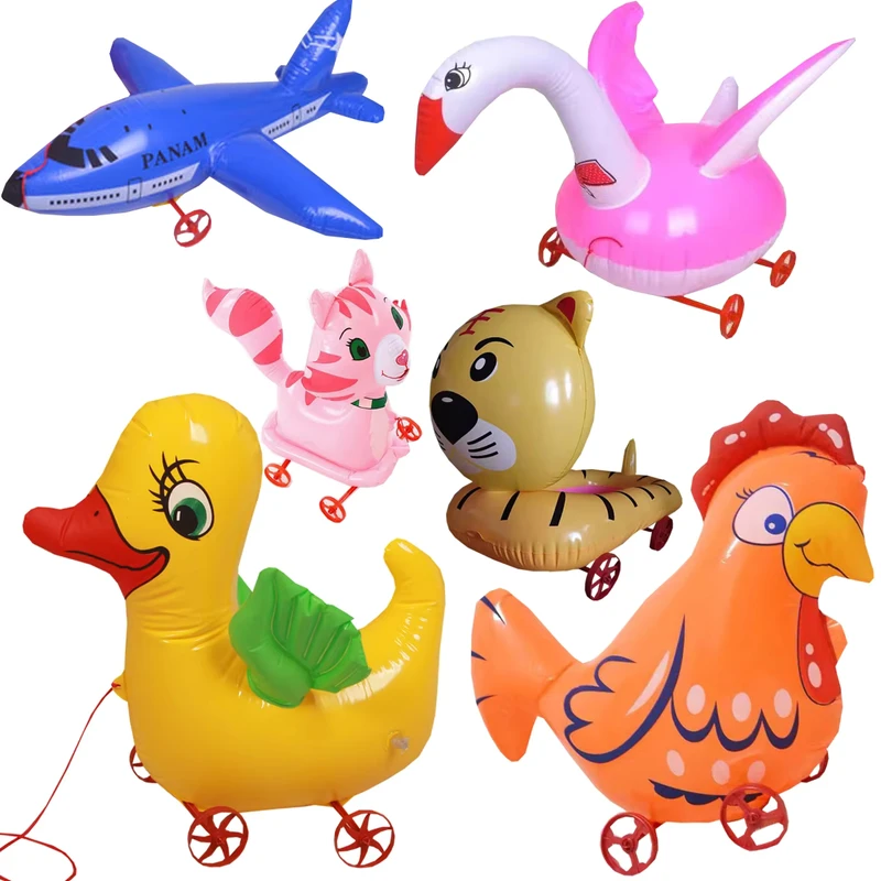 Brinquedo de Carro Inflável de Animal para Crianças, Decorações de Festa, Animal Criativo Inflado com Rodas, Brinquedos de Balão