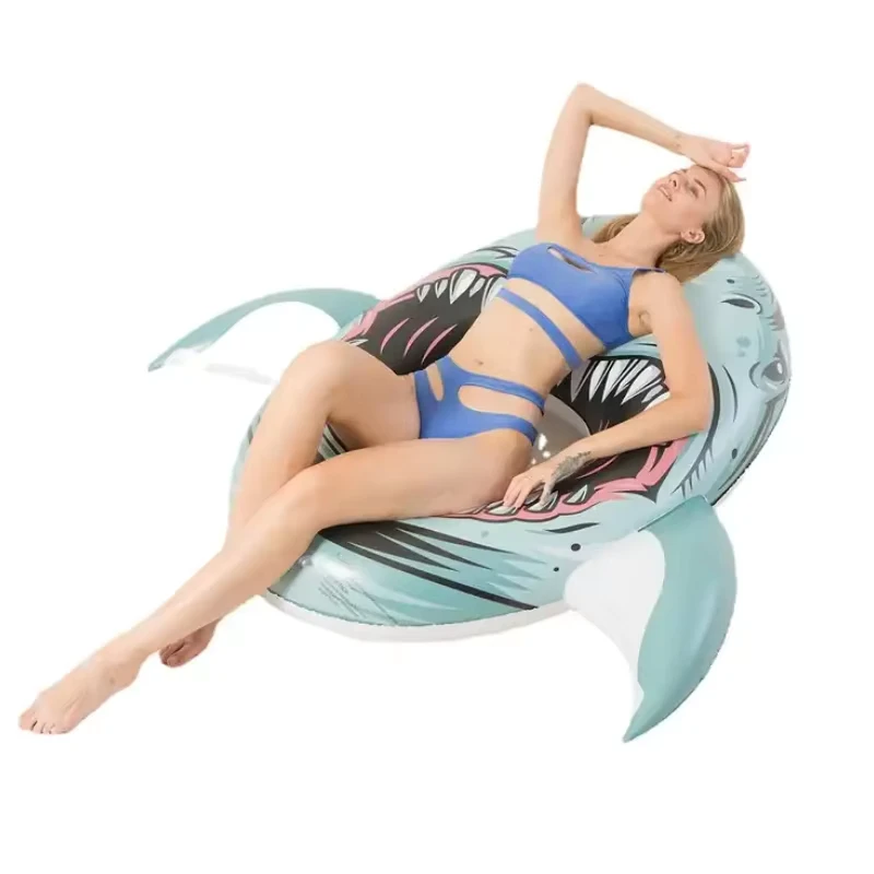 Tubo Gonfiabile a Forma di Animale Anello Galleggiante per Adulti e Bambini Squalo Giocattoli Gonfiabili per Piscina