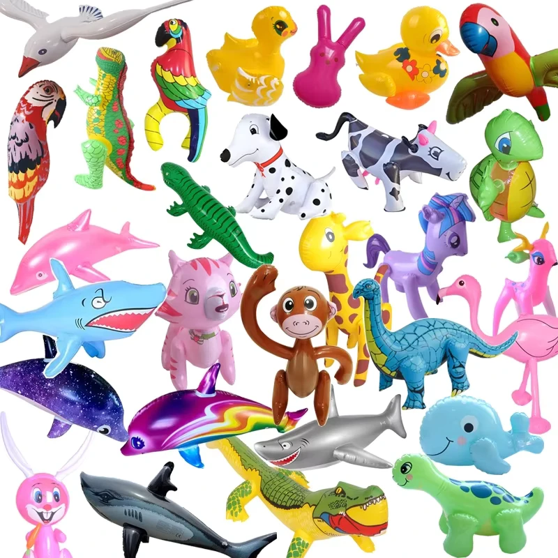 Brinquedos infláveis de animais, acessórios para festas, crocodilo, unicórnio, dinossauro, flamingo, balão de praia inflável para crianças