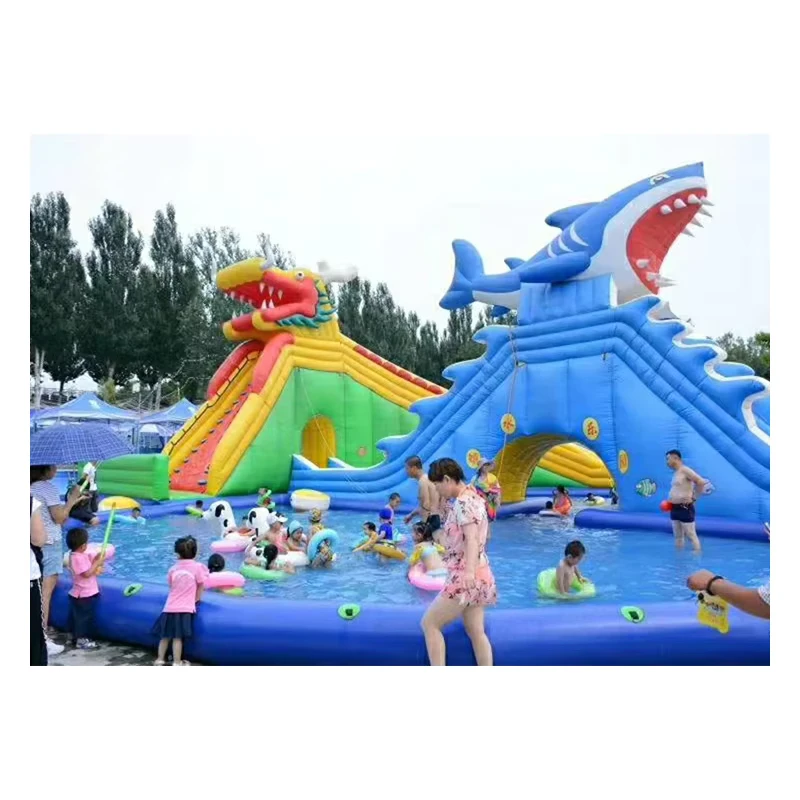 Aufblasbarer Aqua Park mit Rutschen und Pool, Aufblasbarer Wasserpark