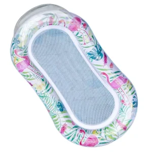Inflatable Backrest Mesh Pool Float Glitter Water Lounger Foldable Outdoor Floating Bed for Adults