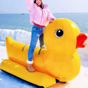 เรือยางกล้วยและท่อห่านสีเหลืองสำหรับลากจูง ทนทาน PVC ของเล่นกีฬาสำหรับทะเล