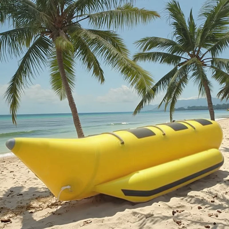 Barco Inflável de Banana para Aventuras de Remo Equipamento de Brincadeira na Água do Mar
