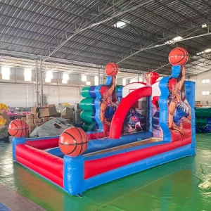 Jogos de basquetebol insufláveis, jogo de canhão insuflável, jogo de cornhole insuflável