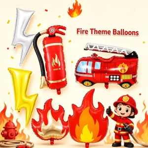 Inflatable Big Red Fire Reusable Balloons Children’s Birthday Party Decorations Flame Themed Decor Party Balloons