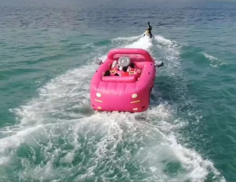 인플레이터블 보트 플로팅 토우 워터 보트 워터 게임 인플레이터블 토우어블 플라잉 카 튜브 워터 카 렌탈용