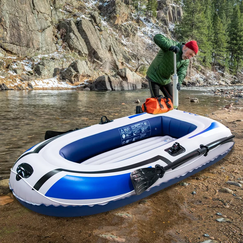 Inflatable Boat Series for 2 Person With Oars and Manual Pump Outdoor PVC Inflatable Kayak Fishing Boat Dinghy Canoe
