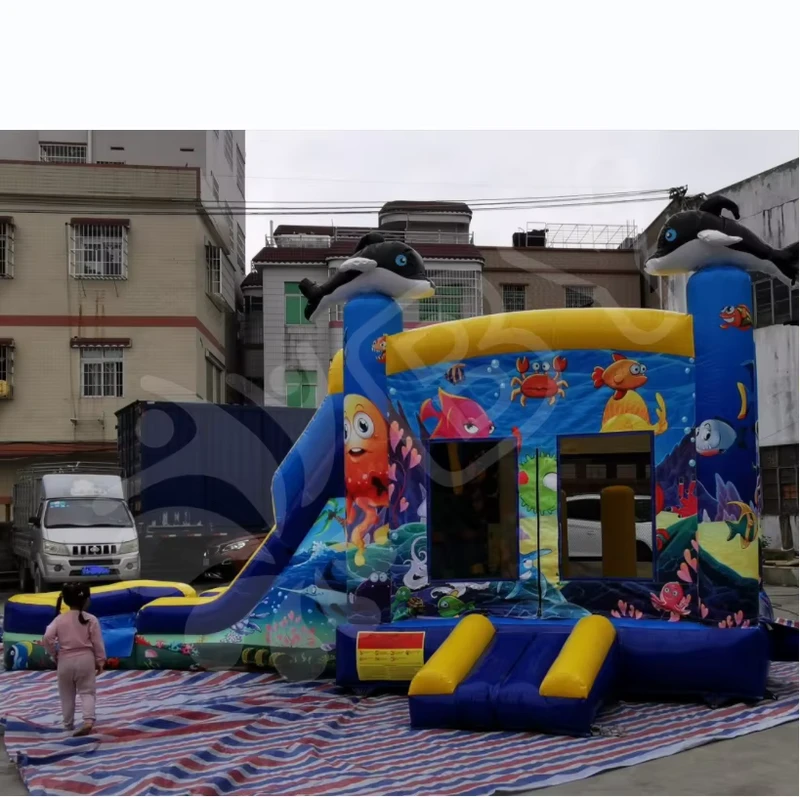 Castelo inflável combo, castelo saltitão de ar para crianças