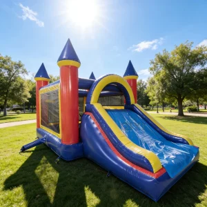 Inflatable Bounce House Combo Commercial Inflatable Bouncy Castle Dark Blue Bouncing Castles Outdoor for Kids Adults Party