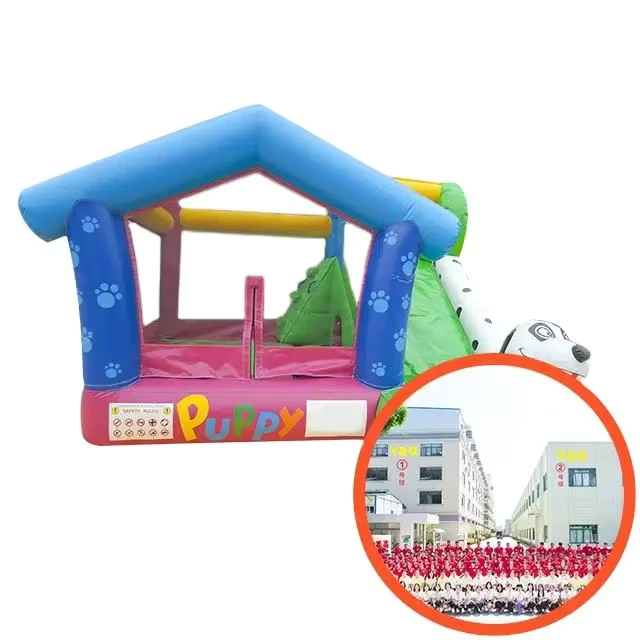 Nhà nhảy bơm hơi kết hợp hình chú chó dễ thương, nhà nhảy cho trẻ em, bouncer kết hợp, nhà nhảy bơm hơi kết hợp