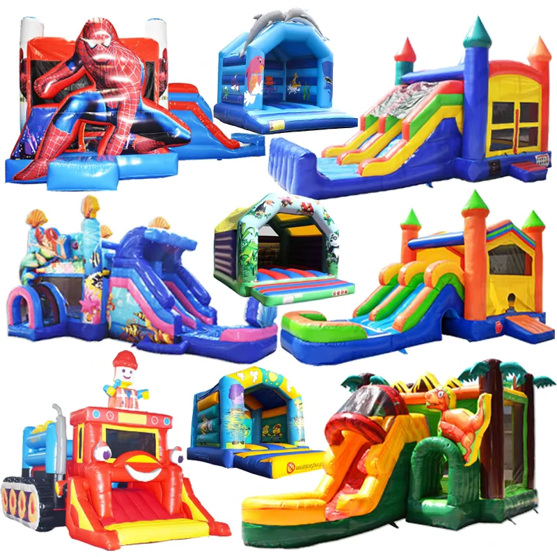 Kombinasi Rumah Lompat Inflatable Berbagai Tema, Kastil Lompat Anak dengan Seluncuran untuk Sewa Acara Komersial & Keseruan di Halaman Belakang