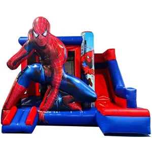 Inflatable Bounce House Combo with Slide Spider Hero Theme Kids Jumping Castle Bouncer for Outdoor Party Event Playground Use