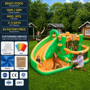 Inflatable Bounce House Tiger Theme Party Rentals Water Slide Inflatable Bouncy Castle Oxford Material