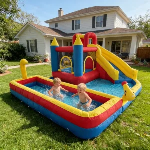 Inflatable Bounce House Water Slide Combo Customizable Kids Jumping Castle Water Park for Outdoor Party Entertainment