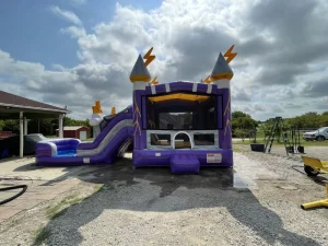 Château Gonflable avec Toboggan Aquatique Combo Marbre Violet Gonflable PVC Combo Moonwalk Château Gonflable