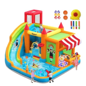 Inflatable Bounce House with Water Slide Jumping Castle for Kids Toddlers Backyard Summer Play Party Fun