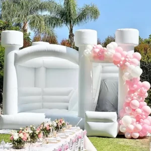 Inflatable Bouncer Combo Wedding Bouncy Castle Commercial White Bounce House with Slide
