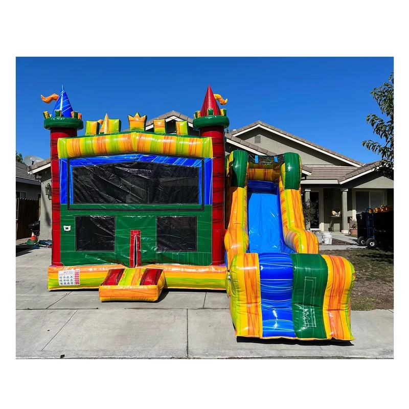 Castello gonfiabile, gioco all'aperto, casa da salto commerciale in PVC, combinazione di salto e scivolo per bambini