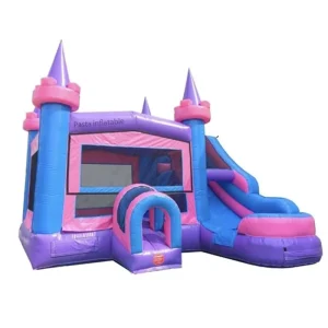 Inflatable Bouncer Slide Combo Balloon Jumping Bouncy Castle Slide Pink Bounce House Commercial Grade PVC Warranty