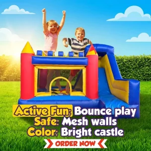 Combo de Tobogán Inflable Castillo Saltar Casa Inflable Protección UV Ignífugo Capacidad de 600KG para Niños y Adultos