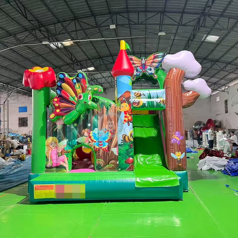 Aufblasbarer Bouncer für Kinder, Outdoor Bouncy House, Kinder Bungee Castle, Heim-Kombination mit Rutsche