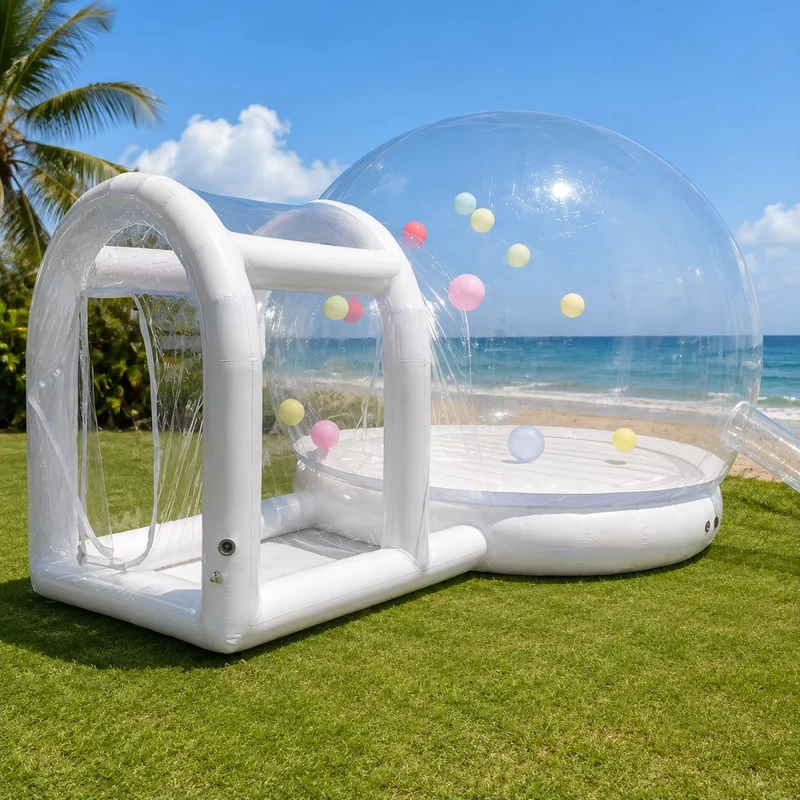 เต็นท์ฟองอากาศเป่าลมสำหรับสระน้ำ เต็นท์ฟองอากาศ PVC กันน้ำใส สำหรับการพักผ่อนและตั้งแคมป์ ปรับแต่งได้
