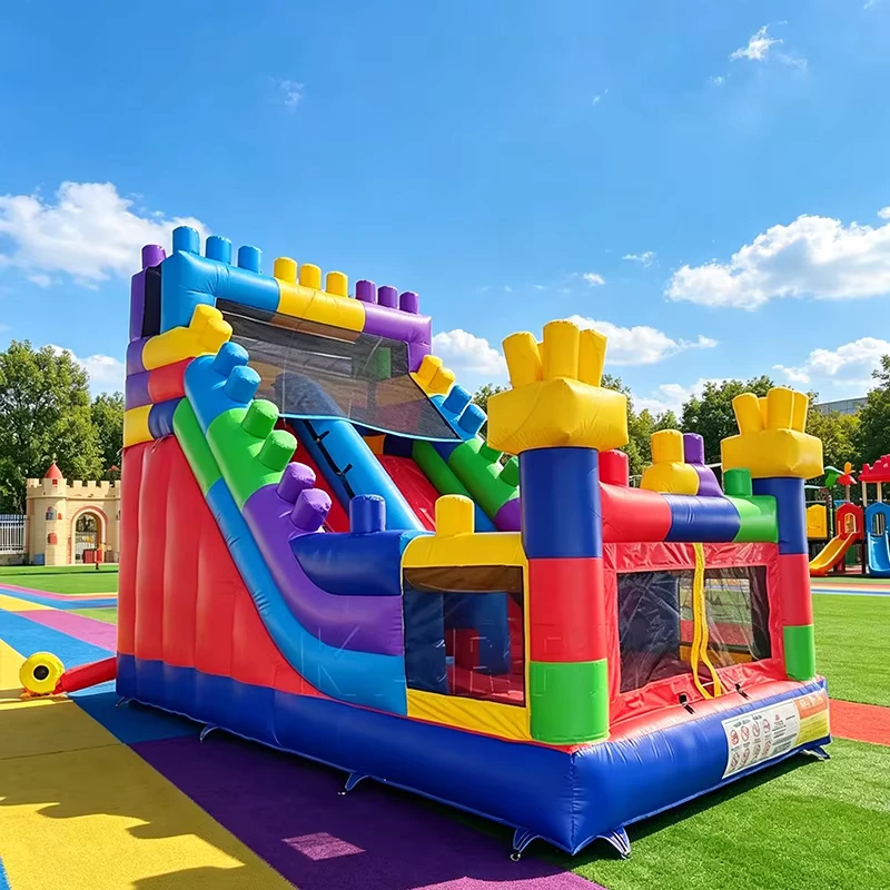 Inflatable Building Blocks Bounce House Combo Kids Inflatable Party Jumping Castle Outdoor Inflatable Bounce Slide for Events