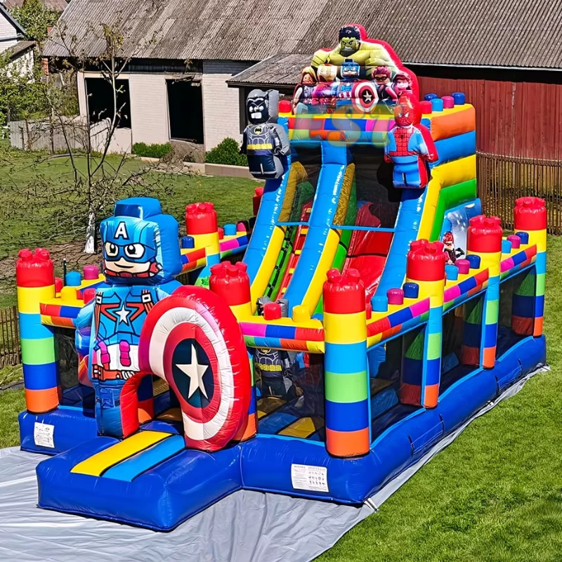Blocchi Gonfiabili per Costruzioni, Scivolo, Castello Gonfiabile per Bambini, Parco Giochi all'Aperto