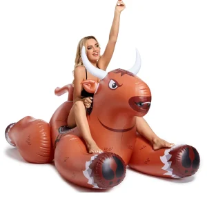Flotteur de piscine gonflable en forme de taureau avec valve, selle durable pour l'eau pour enfants et adultes, jouet aquatique d'été facile à gonfler