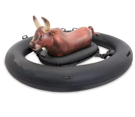 Inflatable Bull Swimming Pool Float with Handles for Kids and Adults Fun Summer Pool Toy