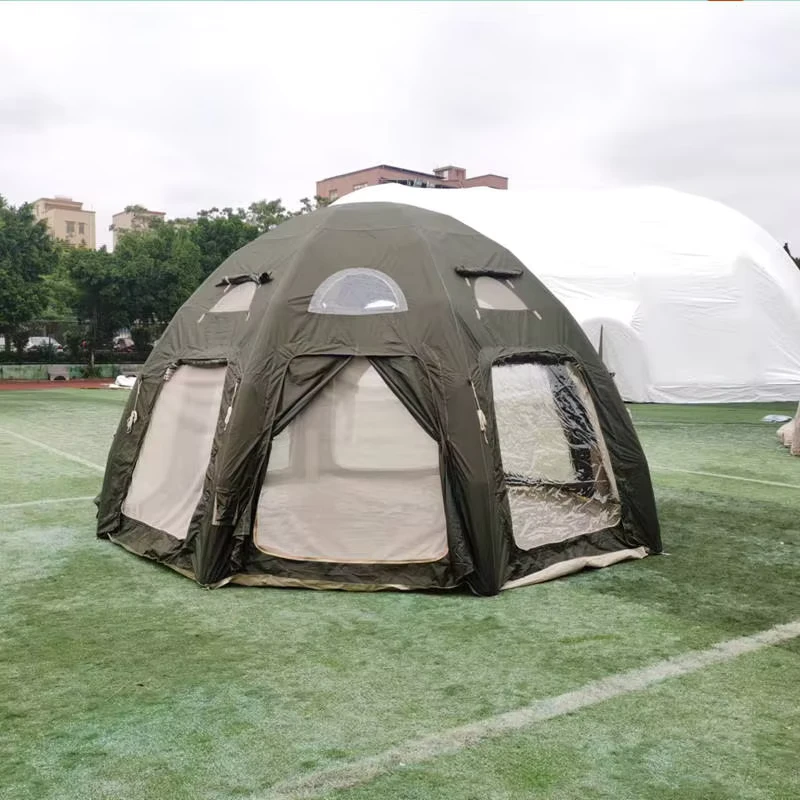 Tenda a cupola gonfiabile da campeggio con rinforzo dritto, doppio strato, due camere da letto, quattro stagioni, impermeabile, protezione UV