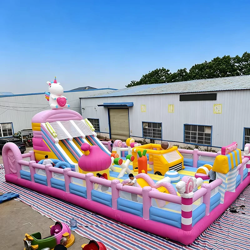 インフレータブルキャンディーカラーバウンスハウススライド販売楽しいジャンピングキャッスル