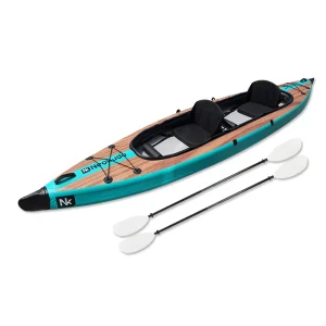 Inflatable Canoe Kayak Two Person 438cm Wooden Grain Printed Super Durable Drop Stitch Sit Inside Double Seat Inflatable Boat