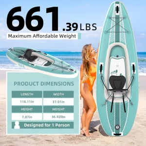 Inflatable Canoe Kayak for 1 Person Drop Stitch Floor EVA Seat Portable for Travel & Fishing