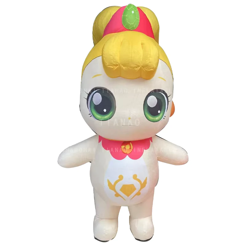 Kostum Kartun Inflatable, Kostum Gadis Inflatable, Kostum Boneka Berjalan Inflatable untuk Acara Promosi Pesta