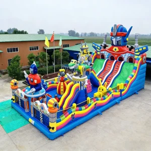 Castillo Inflable de PVC Comercial con Tobogán de Olas y Pared de Escalada para Área de Juego Infantil