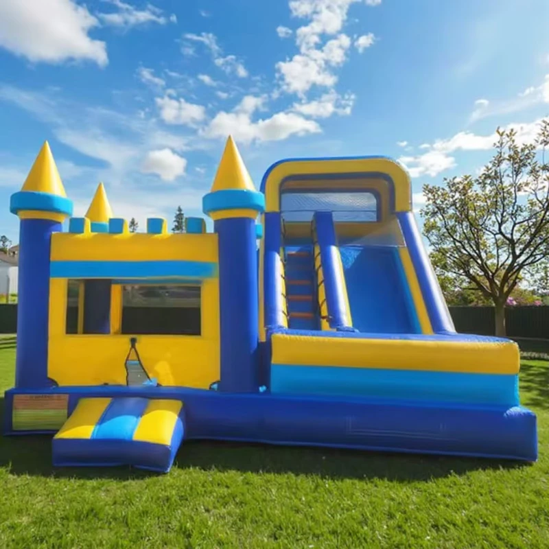 Castillo Inflable, Casa de Salto Inflable, Combo de Casa de Salto y Tobogán, Casas de Rebote Inflables para Niños y Adultos con Ventilador