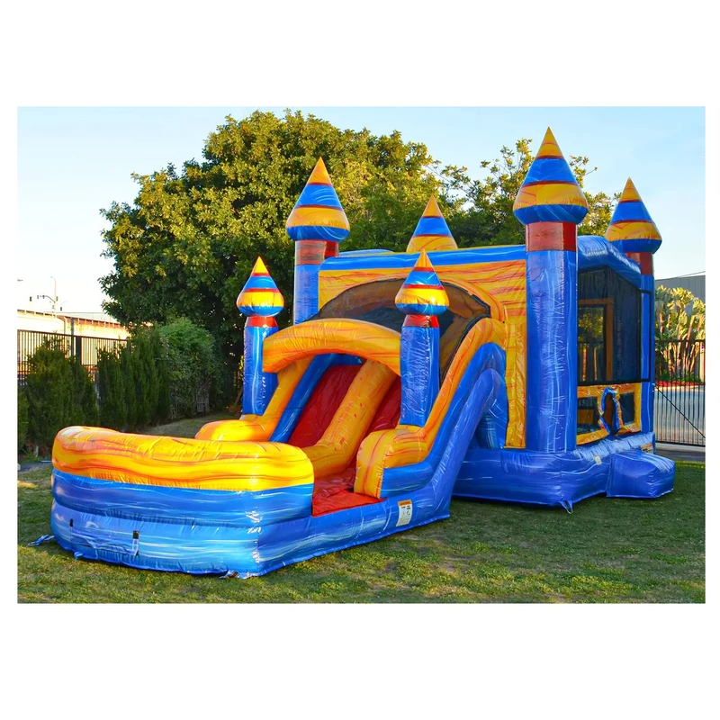 Aufblasbares Schloss PVC Moderne Partyverleihs Individuelles Kinder-Hüpfhaus Kombi-Rutsche mit Bläser