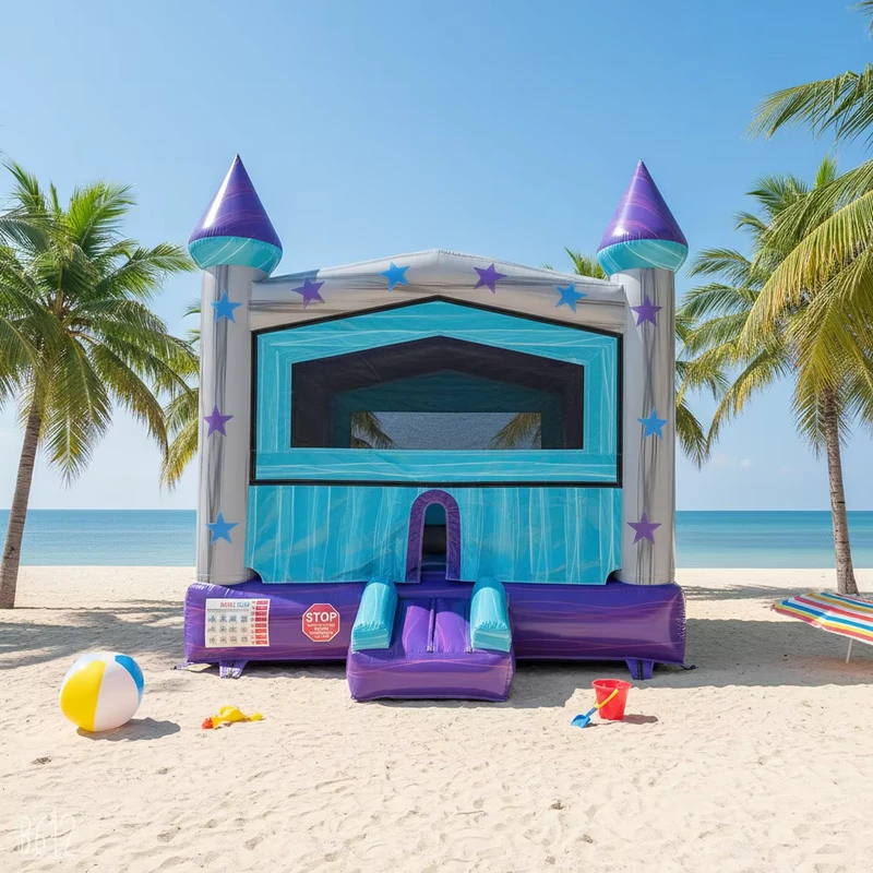 Sewa Pesta Kastil Inflatable Luar Ruangan Rumah Bouncing PVC Biru Inflatable Bouncer