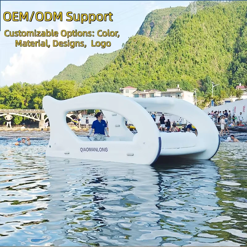 เรือคาตามารันพองลม ขนาด 6 คน เรือยอชท์ขนาดเล็ก ยาว 4.5 เมตร เรือพองลมตกปลาแบบหรูหรา