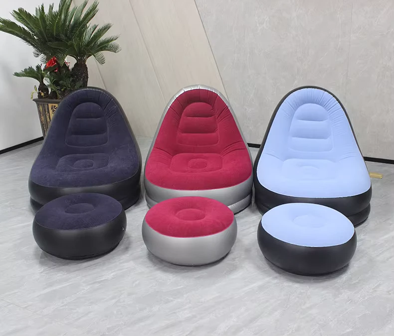Sedia Gonfiabile con Poggiapiedi, Divano Gonfiabile per una Persona, Portatile, per Campeggio o Gioco
