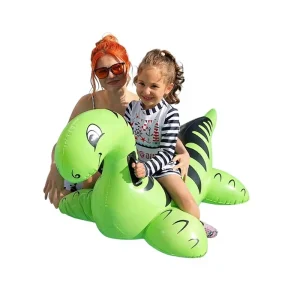 Inflatable Children’s Water Play Toy Floating Raft with Handles Red Dinosaur Ride On 135x75x80cm for Toddlers
