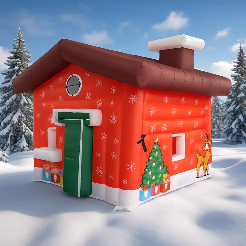 Nhà Giáng Sinh Bơm Hơi Ông Già Noel Quảng Cáo Bơm Hơi Lều Hang cho Trang Trí Sự Kiện
