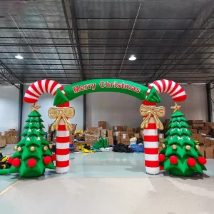 Inflatable Christmas Tree & Logo Arch Advertising Decoration PVC Waterproof 8ft Dimensions