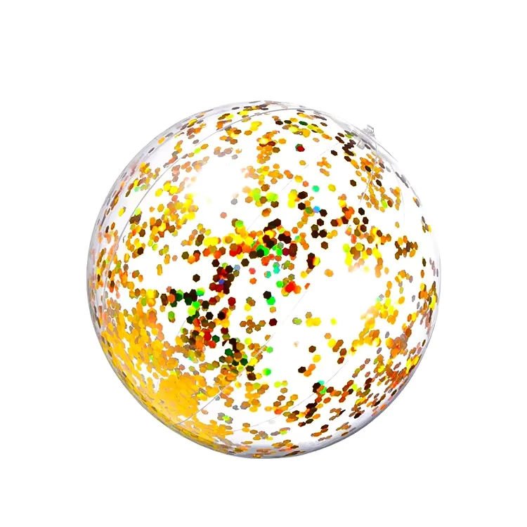 Inflatable Clear Gold PVC Glitter Sequin Flash Beach Toy Ball Transparent Balloon Outdoor Toy Plastic Round Ball
