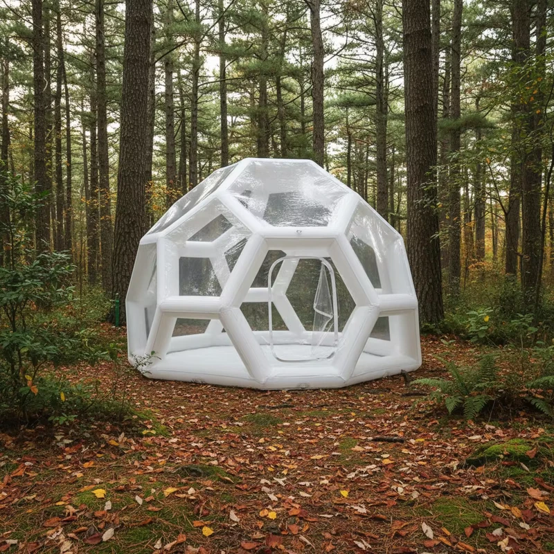 Tenda dome gonfiabile trasparente in PVC, impermeabile, per campeggio, per osservazione delle stelle