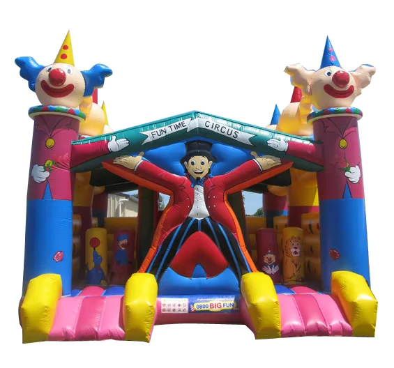 Château gonflable clown avec toboggan Combo Maison de saut cartoon gonflable avec toboggan Château de saut gonflable
