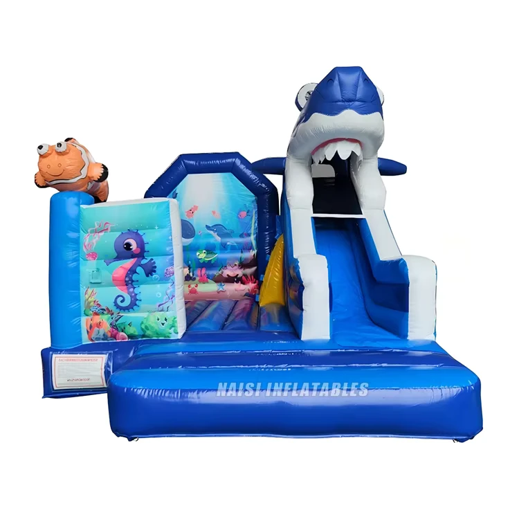 Castillo inflable de pez payaso con tobogán, casas inflables comerciales, combinación de fiesta, trampolín inflable comercial