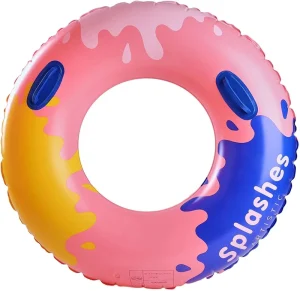 Inflatable Colorful Graffiti Swim Ring Tube Pool Accessories Pool Toys Swimming Tubes Rings with Handles for Kids Adults